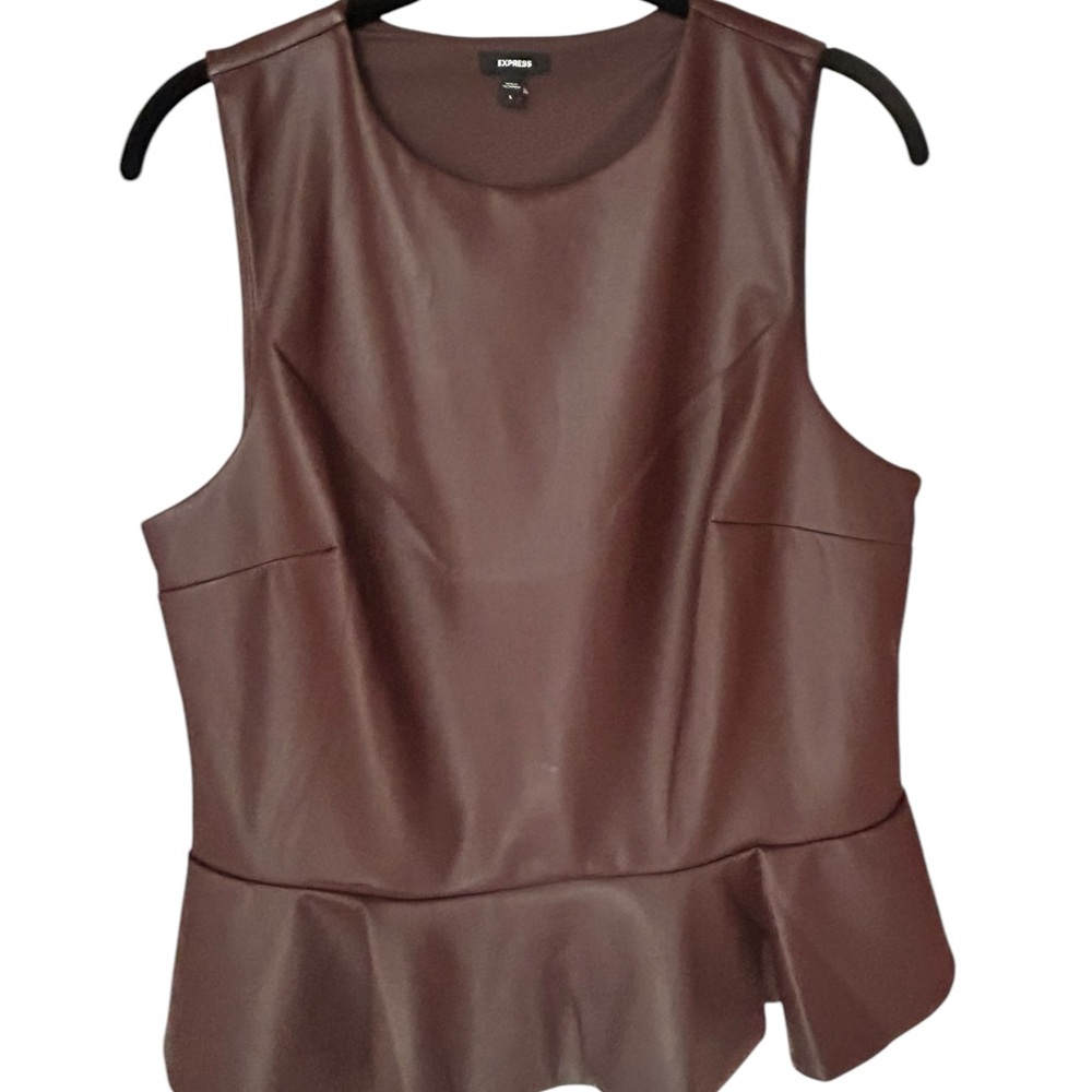Women's Sleeveless Faux Leather Top - Maroon